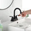 Picture of 4-Inch Black gooseneck Bathroom Faucet with Two Handles and Pop-Up Drain, Centerset Design